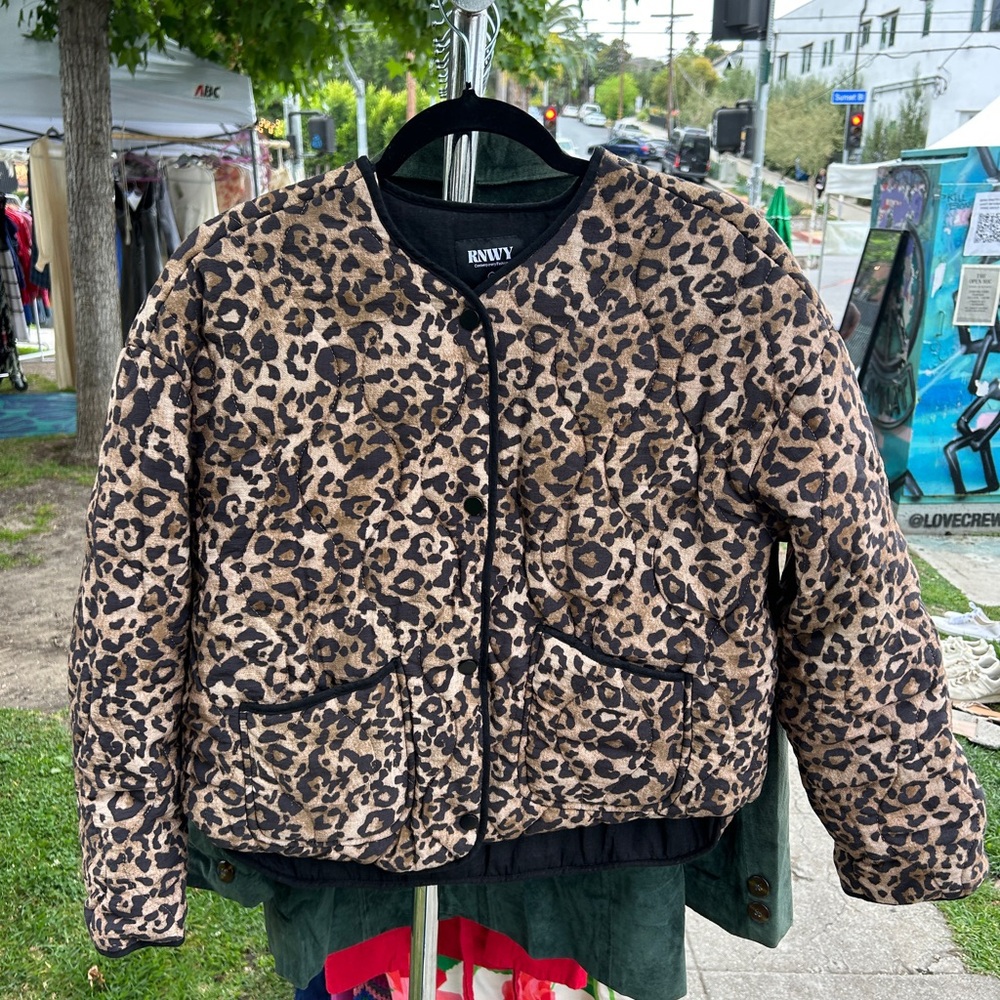 Quilted Leopard Print Women's Jacket